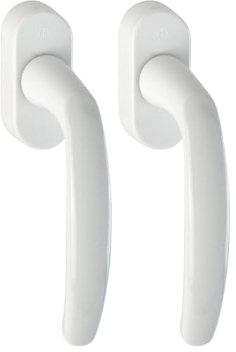 HOPPE 10760943 Poignée de Fenêtre Atlanta Secustik 90°/VK 7 x 32-42 mm Blanc - Pour Ouverture Oscillo-Battante, Fixation Non Visible par Vis Filetées M5...