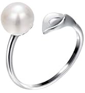 VIKI LYNN 8-9mm Freshwater Pearl Rings for Women 925 Sterling Silver Adjustable Rings