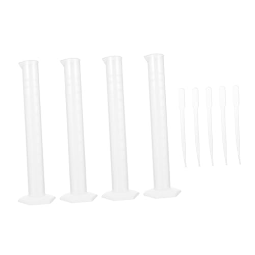 Cilindros graduados de plástico de 100 ml y goteros de 3 ml para medición química juego de 9 piezas