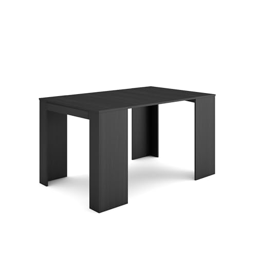 Skraut Home | Table console extensible | Console meuble | 140 | Pour 6 personnes | Table à Manger | Style moderne | Noir
