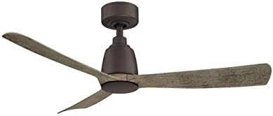 Fanimation Kute 3 Blade Ceiling Fan with Light Kit 44 Inches Wide with Matte Greige Finish and Weathered Wood Blades
