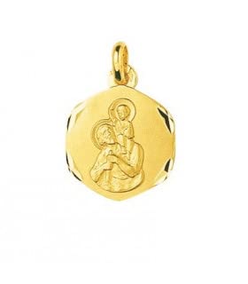 Médaille Saint Christophe Or jaune 18 carats pendentif religieux rond pour homme et femme