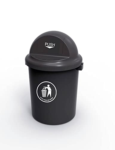 Image of Chabrias Ltd Dark Grey Plastic Rubbish Bin - 80 Litre Heavy-Duty Recycling Bin With Push Flap Lid