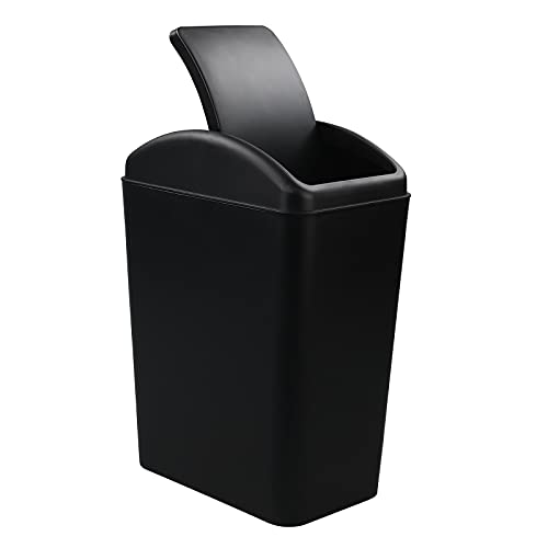 Image of Cand 1 Pack 4 Gallon Garbage Can, Plastic Trash Can with Swing Lid, 16 L (Black)