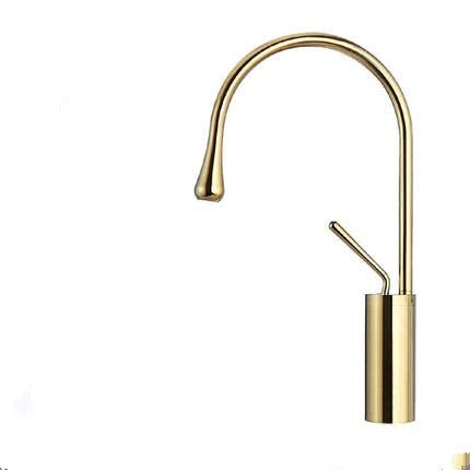 Robinet de lavabo pivotant or brossé pour vasque de salle de bain et cuisine Middle Gold