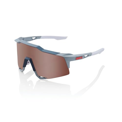 100% SPEEDCRAFT Sport Performance Gafas de sol de ciclismo (tacto suave gris piedra - HiPER Crimson Silver Mirror Lens)