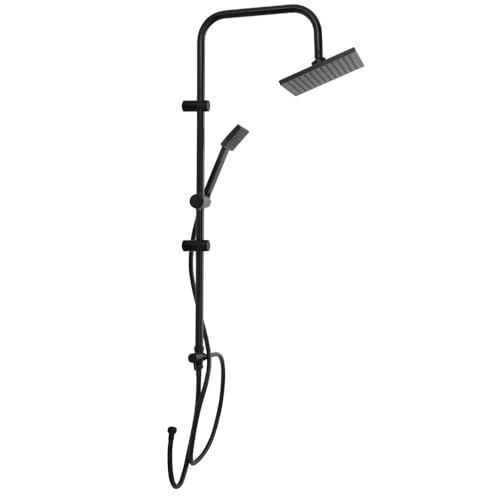 Envenzo Modern Bathroom RAIN Shower Column Set MATT Black Stainless Steel Shower 2-in-1 Rainfall Shower Head Adjustable Height Square Shower Set by Envenzo