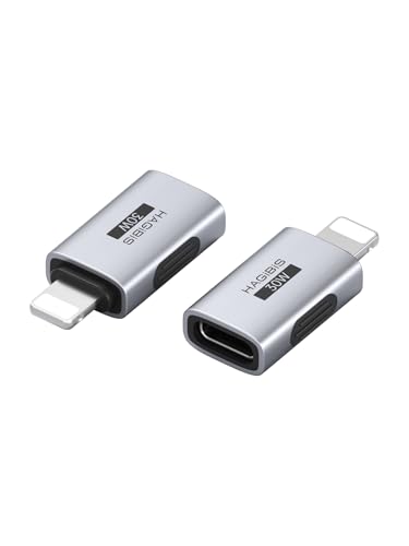 Hagibis USB-C to Lightning Adapter 2 Pack, 30W Fast Charging Type-C Female to Lightning Male Charging Converter, Date Transfer for iPhone 8/Xs/11/12/13/14 Pro Max AirPods iPad (ZJTN03)