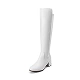 DREAM PAIRS Women's Knee High Stretchy Fashion Boots,Size 8,White,JENNIFER-3