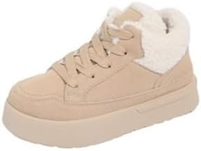 Winter Sneakers for Women Warm Fur Lined High Top Shoes Lace Up Casual Walking Shoes Cozy Outdoor Ankle Booties for Cold Weather