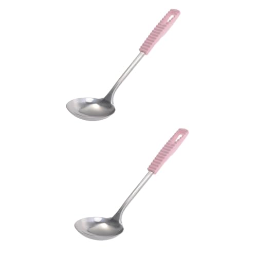 CIYODO 2pcs Ergonomic Soup Spoon Kitchen Silverware Set Stainless Steel Kitchen Accessories Tableware Random Color