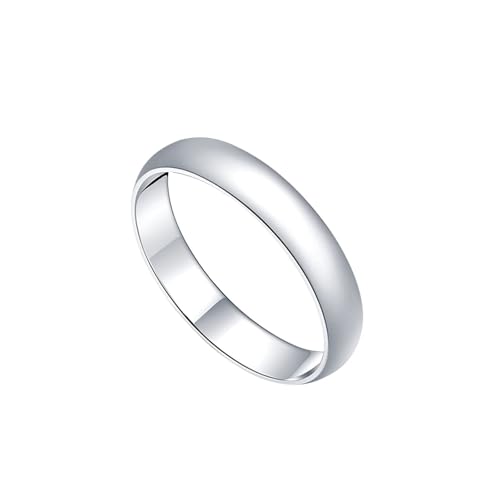 KnSam Anillos de boda de oro blanco de 9 K/14 K/18 K, anillos de pareja de 4 mm, Au 375/585/750 oro blanco anillo de boda auténtico sin níquel talla 47-62, PT 950, Sin circonita