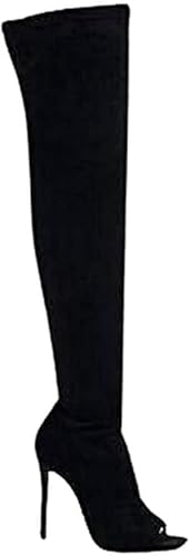 Women's Stiletto Heel Thigh High Boots Peep Toe Pull on Over The Knee Boots