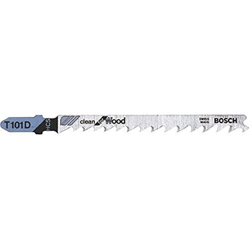 Bosch 5 x Lames de scie sauteuse T 101 D Clean for Wood (pour Bois tendre, coupe droite, Professional Accessoire Scie sauteuse) (Lot de 2)
