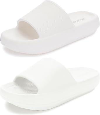 BRONAX Pillow Slippers+Arch Support Pillow Slippers White Size 9-10 Women/ 7.5-8.5 Men