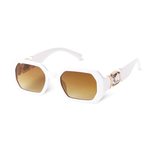 Lunettes de soleil rectangulaires pour femmes avec strass cristal chic