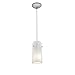 Glass`n Glass Cylinder - Integrated (SSL) LED Cord Pendant - Brushed Steel Finish - Clear and Opal Glass Shade