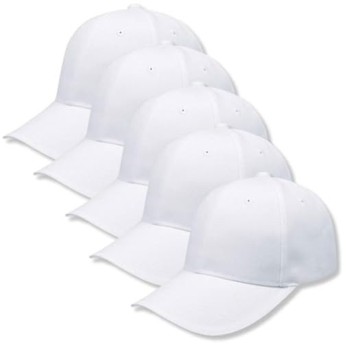 Lista de Cachuchas Blancas para comprar hoy. 41 Genérico Paquete 5 Gorras Infantil de Acrílico, Lisa, Cachucha Unisex, Ajustable, Ideal para Bordar y Campañas Publicitarias. (Blanco)