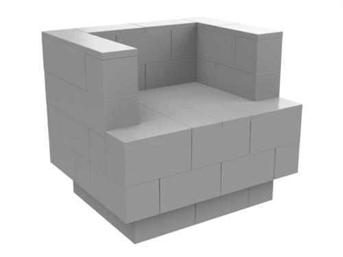 EverBlock 3’ Lounge Chair Cantilevered Kit | Modular Seating Bench | Giant Building Blocks | Easy to Connect & Reuse | Indoor & Outdoor Use | Build Displays & Structures | Light Gray