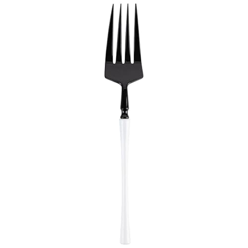 EcoQuality Black and White Disposable Plastic Salad Fork - Heavy Weight Black & White Cutlery, Disposable Utensils, Silverware - Weddings, Birthdays, Event Planning, Baby Showers, Anniversary (480)