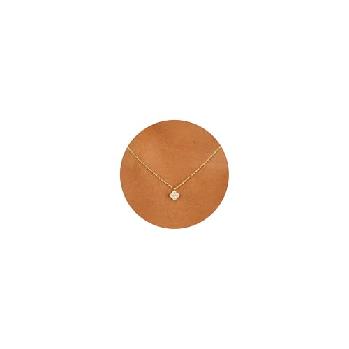 GUOKE Four Leaf Necklace - 14K Gold Plated Dainty Gold Necklace Simple Jewelry for Women