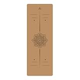 5 mm dicke Yogamatte aus Gummi und Kork – 68 cm extra breit mit Ausrichtungslinien for Gymnastik...