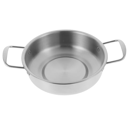 Wok de acero inoxidable con asas dobles para cocina miniatura 1