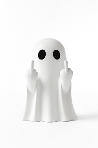 Middle Finger Ghost Figurine – Spooky Halloween Decor for Office Desk