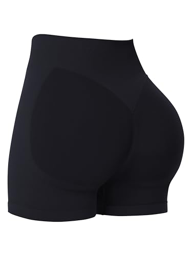 Sunzel Women's Seamless Scrunch Butt Biker Shorts – High Waisted Booty Lifting Workout Yoga Gym Shorts with Tummy Control