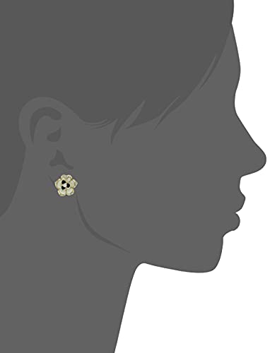 24Kt & Rhodium Plated Daffodil Floral Stud Earrings with Crystals