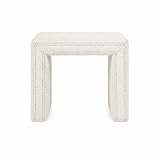 HomePop Modern Channel Tufted Ottoman Home Décor|Ottoman for Living Room & Bedroom - Cream Boucle