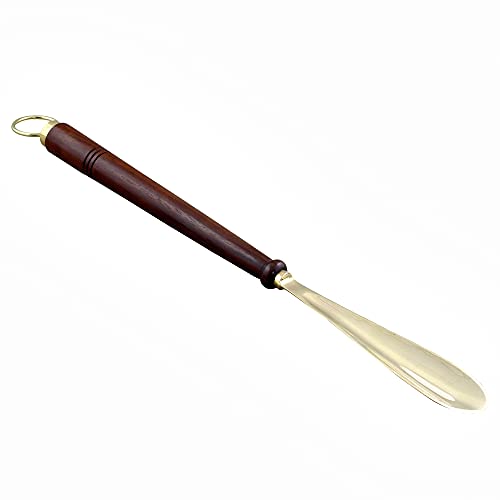 Chausse-pied en laiton et bois noble fait main 45cm