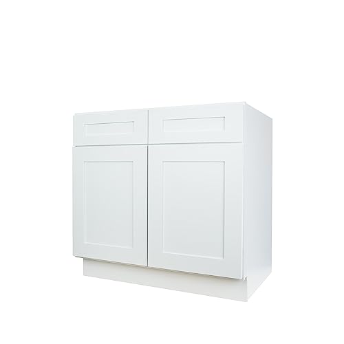 Hollywood Fabiani Design Sink Base Kitchen Cabinet 33 in. W x 24 in. D x 34.5 in. H in Shaker White Ready to Assemble