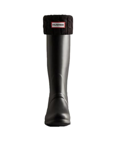 Hunter Unisex 6 ściegów kabel wysokie skarpety do butów z polaru czarne skarpetki 5-7 W / 4-6 M US