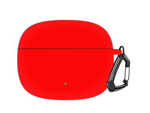 Image of Anvique Silicone Case Cover for Oneplus Nord Buds 4 Pro, Scratch Resistance, Shock Absorption, with Premium Carabiner (Red T)