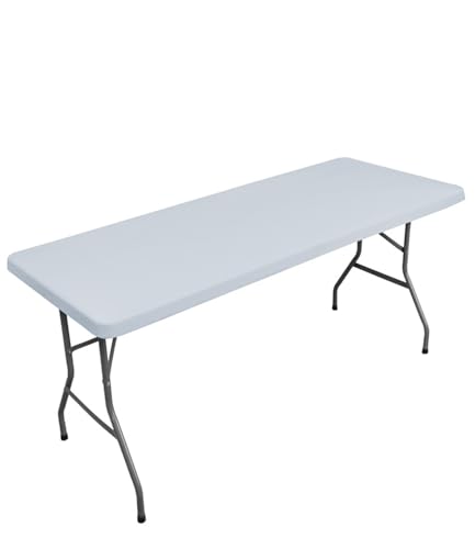 Morbuy Nappe Rectangulaire 183 x 76 CM avec Bord Élastique, Gris Nappe de Table Anti Tache pour Extérieur, Idéale pour Table Pliable, Camping, Terrasse,...