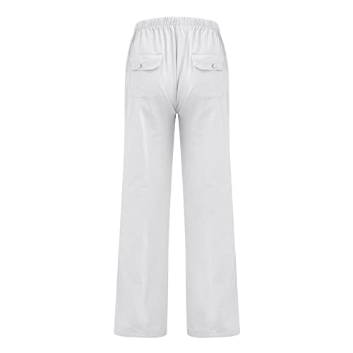 Plus Size Linen Pants Men's Linen Pants Casual Long Pants, Loose Lightweight Drawstring Yoga Beach Trousers3