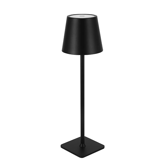 Lexton Desk Lamps Rechargeable Portable LED Table Lamp Cordless Luxury Modern Light LED Table Lamp for Home Decor, Restaurant (Pack of 1, Black) 3