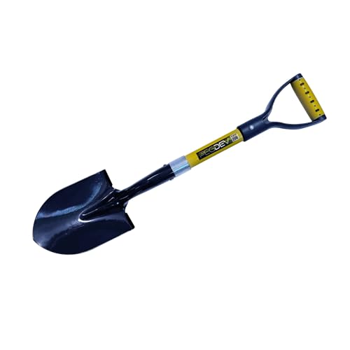 PDL – PegDev - Round Mouth Micro Shovel with Fibreglass PYD Handle - 28" Length, Compact Winter Shovel for Snow Removal and Ice Clearing