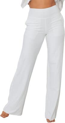 Lunya Women's Cool High Rise Pant, White, X-Small