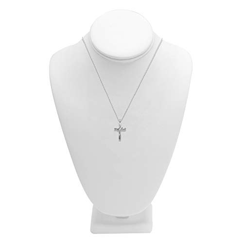 Small 10K White Gold Diamond Cross Pendant Necklace - Image 2