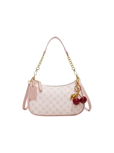 SHENHE Womens PU Leather Shoulder Bag Small Hobo Clutch Purse Crossbody Gold Chain Handbag Pink B One Size