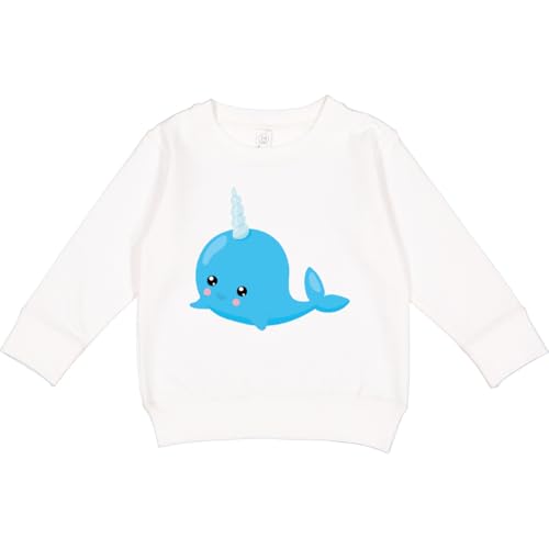 inktastic Blue Narwhal, Cute Narwhal, Baby Narwhal, Arctic Animals Toddler Sweatshirt 3T White 44562