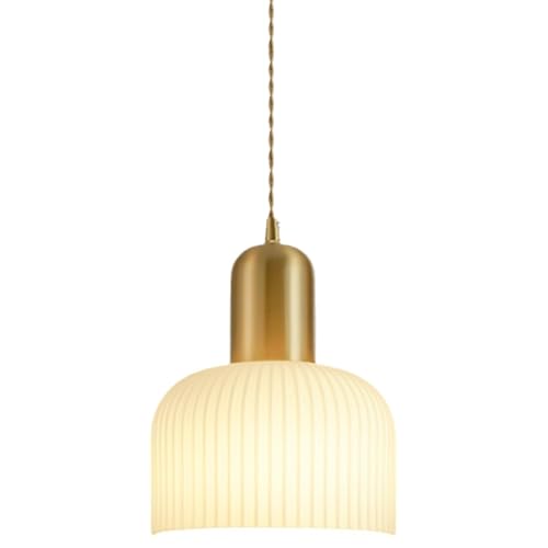 Suspension en cuivre luminaire suspendu verre blanc côtelé cuisine bar