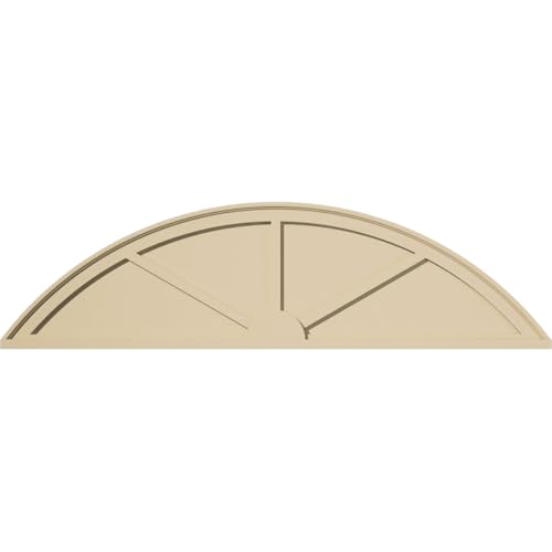 58"W x 15-1/2"H x 1-3/4"P Segment Arch 3 Spoke Signature Urethane Pediment, Primed Tan