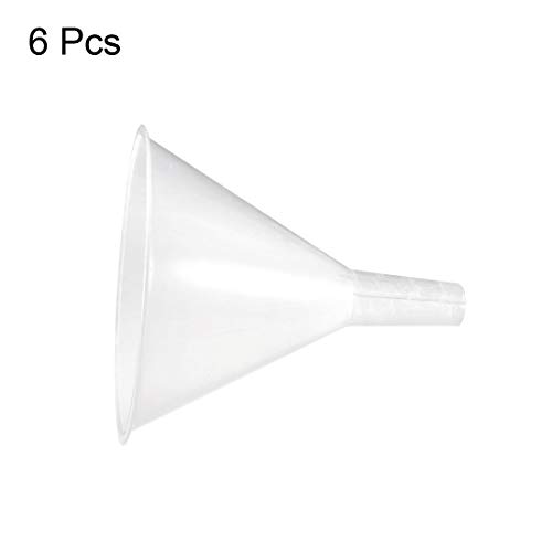 image for uxcell 6pcs Clear Plastic Funnels 4.5 Inch Dia. Mouth Transfer Filling