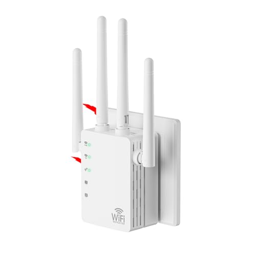 Image of WiFi Signal Booster with 4 Directional Antennas - 1200Mbps Dual Band (5GHz /2.4GHz),WiFi Extender Covers 13,888 Sq.ft, Easy Home Setup and 150-Device Support