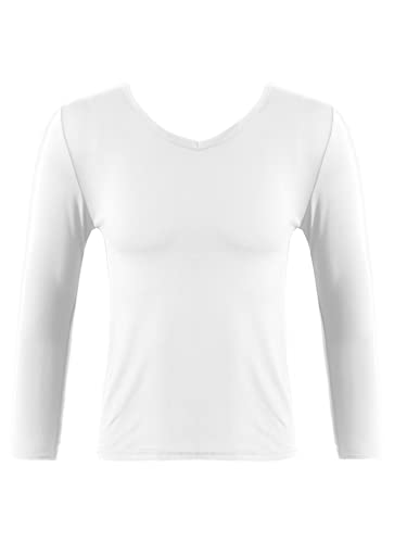 renvena Homme Maillot de Corps Col V Tshirt Manche Longue Haut Thermique Gym Fitness sous Vetement Tshirt Basique Pyjama Top Hiver Chemise Sport Blanc M Cover