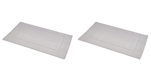 Image of Amazon Basics Banded Bathroom Bath Rug Mat, Machine Washable, 100% Cotton, 31 inch x 20 inch, Light Gray (Pack of 2)