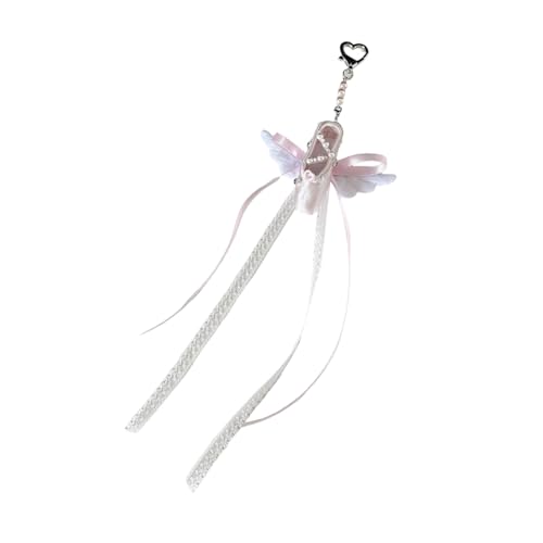 Porte-clés chaussure de ballet motif ange en tissu léger et métal